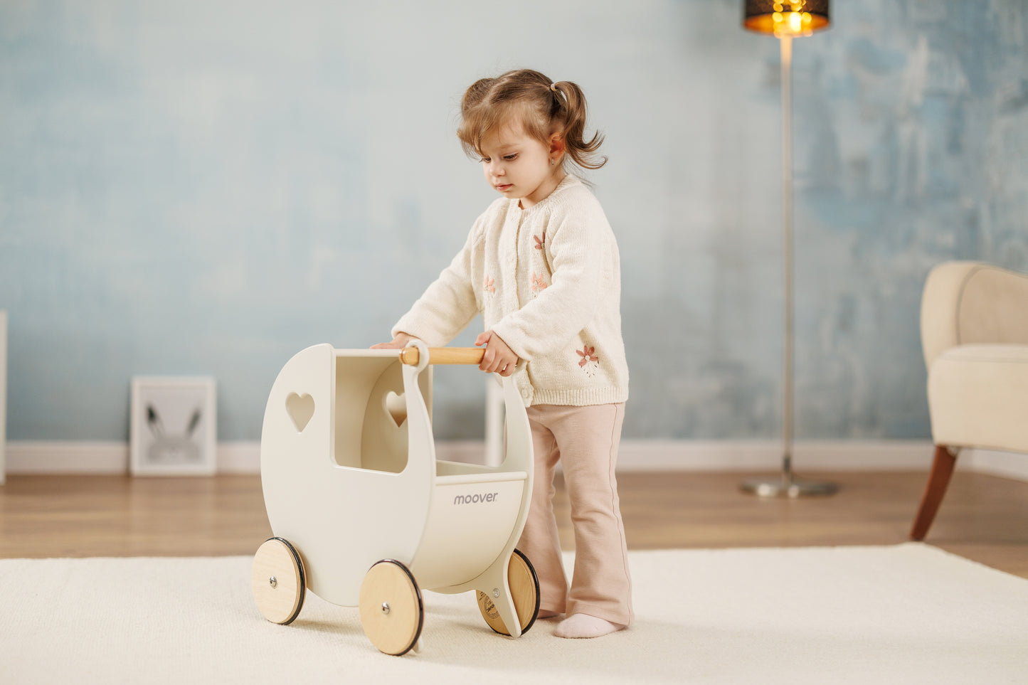 Luxury doll stroller off white