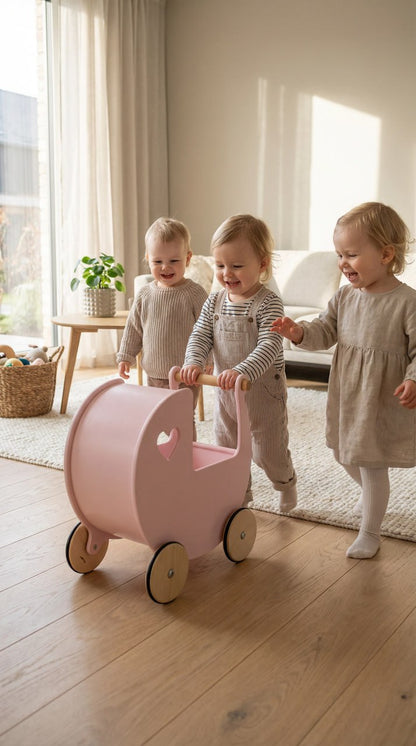 Luxury doll stroller brown